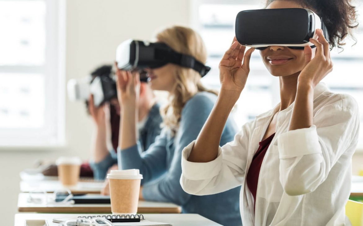 Women enjoying VR headsets